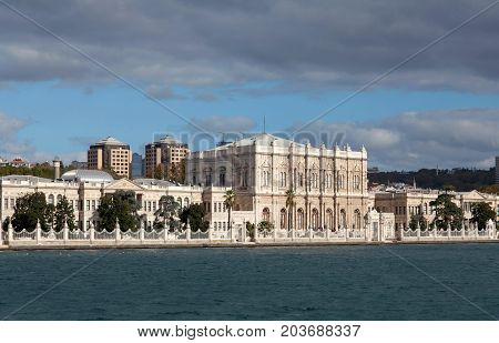Dolmabahce Palace in Besiktas district on the European coast of the Bosphorus in Istanbul, Turkey