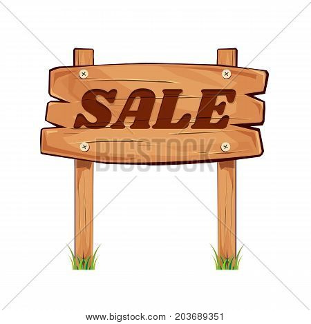 wooden sign board. sale discount. Sale signboard. surface. vector. on white background