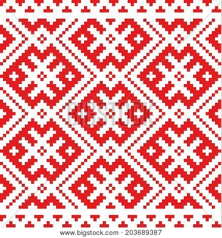 Russian traditional ornament in red and white