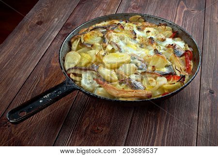 kalalaatikko - Baltic Herring Casserole.Finnish cuisine , close up