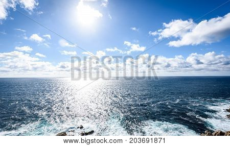 View Of Atlantic Ocean Rocky Cliffs -  Cabo Tourinan Spain.