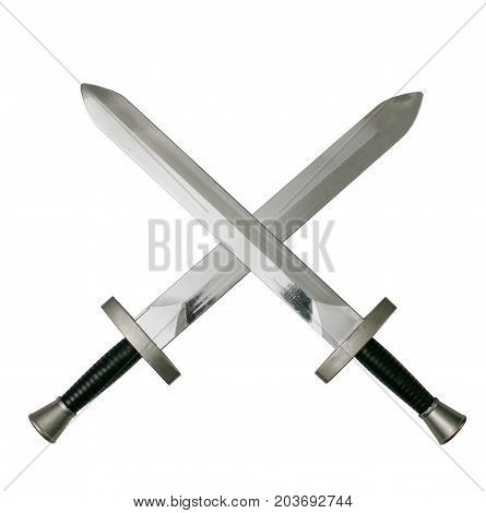 Crossed swords isolated on white. Duel symbol.