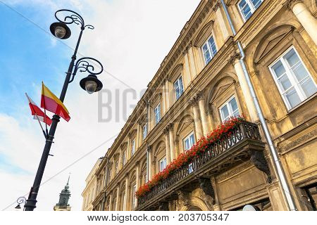 Warsaw, Poland - August 2, 2017: Architecture And People On The Street New World In Warsaw.