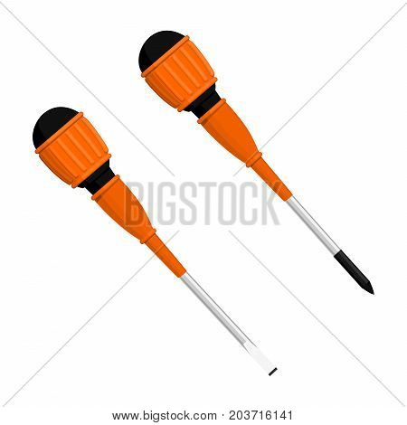 Isolated orange screw driver on transparent background