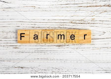 FARMER word made with wooden blocks concept