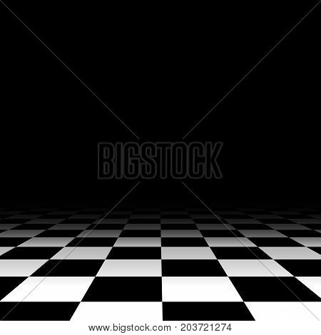 Black and white chess floor background empty. Vector illustration