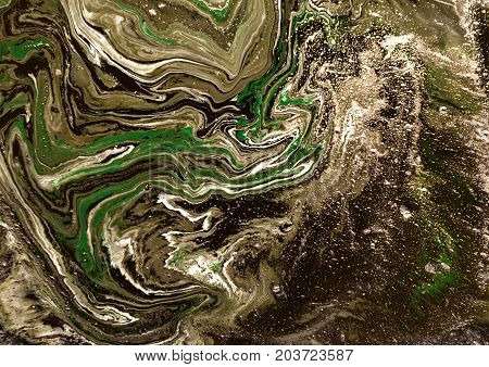 Marbled Abstract Background. Liquid Marble Pattern. Colorful Marble Backdrop. Golden Glitter Texture