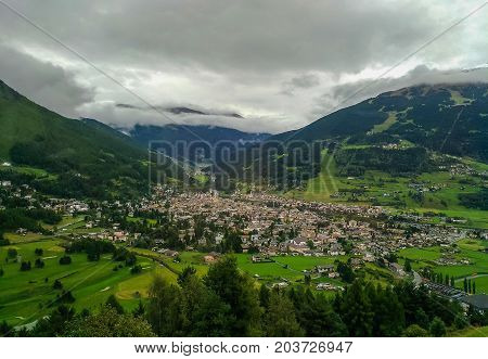 Aerial view of Bormio in Lombardy, Italy