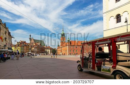Warsaw, Poland - August 2, 2017: Architecture And People On The Street New World In Warsaw.