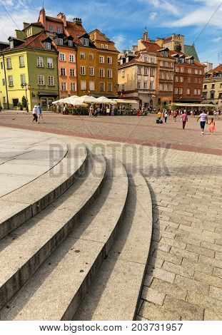 Warsaw, Poland - August 2, 2017: Architecture And People On The Street New World In Warsaw.