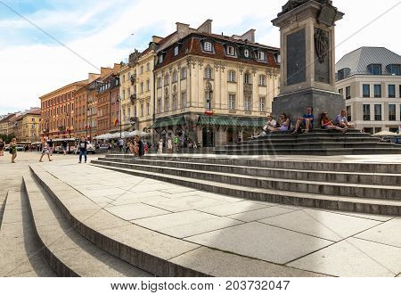 Warsaw, Poland - August 2, 2017: Architecture And People On The Street New World In Warsaw.