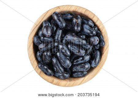 blue berries of grapes in a plate isolated on a white background