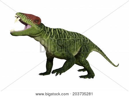 3D Rendering Dinosaur Doliosauriscus On White