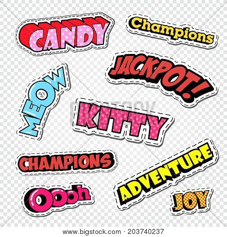 Textile Trendy Fashion Quotes. Badges with Texts for Embroidery. Vector illustration