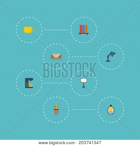 Flat Icons Board Stand, Pen Holder, Identification Vector Elements