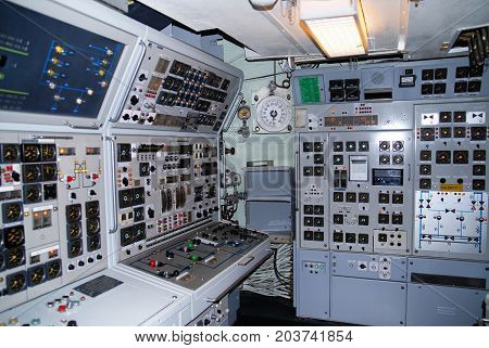 control room of an inside a submarine
