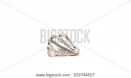 Beautiful Ring With Gem Isolated On White