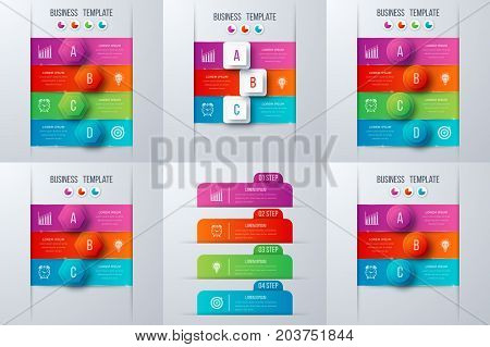 Set with infographics. Data and information visualization. Template. Stock vector. Dynamic infographics stylish geometric. element for design business invitations, gift cards, flyers and brochures