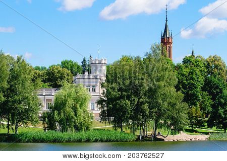 View of the Druskininkai city from the lake Druskonis