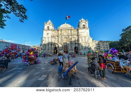 OAXACA MEXICO - MARCH 4: Activity in the Zocalo in the center of Oaxaca Mexico on March 4 2017