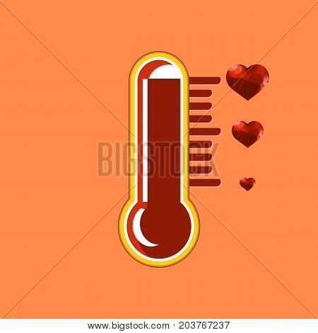 Love Thermometer Valentines Day Isolatetd on Orange Background