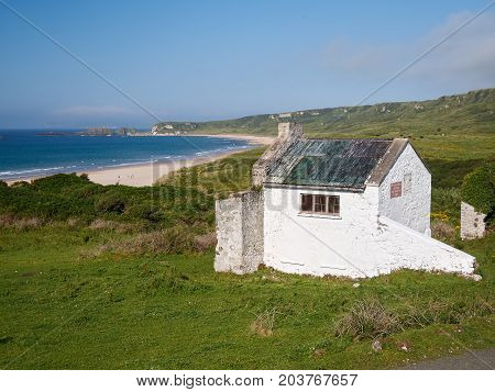 Whitepark Bay in Ballintoy, Antrim, Northern Ireland on a beautiful summer day