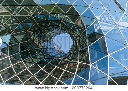 Frankfurt, Germany - July 27, 2017: MyZeil - shopping mall in center of Frankfurt.