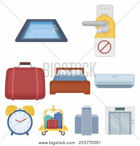 Hotel set icons in cartoon style. Big collection of hotel vector symbol stock