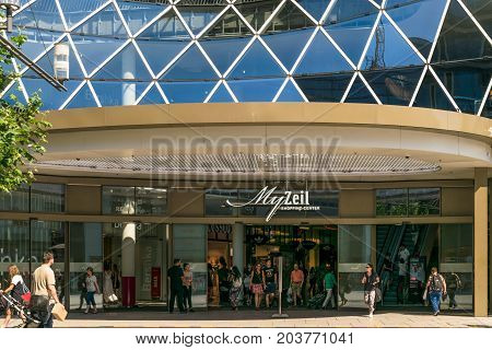 Frankfurt, Germany - July 27, 2017: MyZeil - shopping mall in center of Frankfurt.