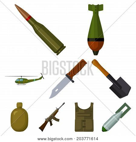 Military and army set icons in cartoon design. Big collection of military and army vector symbol stock illustration