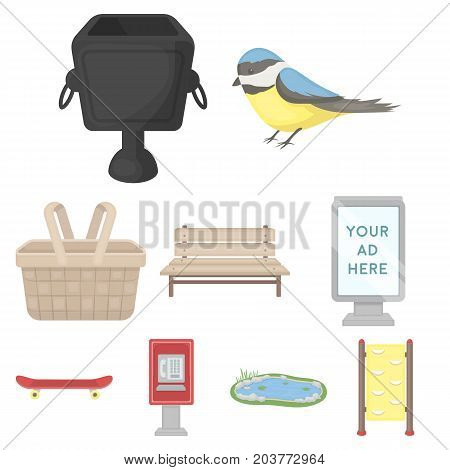 Park set icons in cartoon style. Big collection of park vector symbol stock