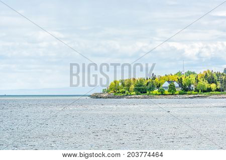 La Malbaie, Canada Saint Lawrence River Town Cityscape Skyline In Charlevoix Region In Quebec With C