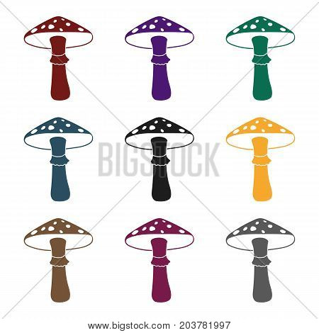 Green amanita icon in black style isolated on white background. Mushroom symbol vector illustration.