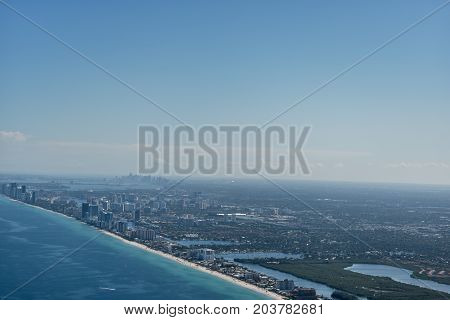 image took from the airplane of Hollywood Florida beach
