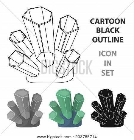 Green natural minerals icon in cartoon design isolated on white background. Precious minerals and jeweler symbol stock vector illustration.