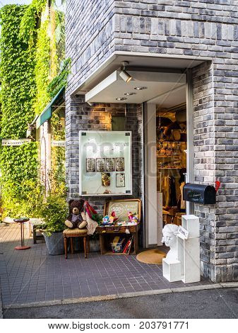 TOKYO, JAPAN JUNE 28 - 2017: Outdoor view of a restaurant at Komachi-dori Street, in Kamakura in Tokyo Japan.