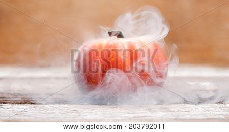 Halloween Pumpkin On Wooden Background