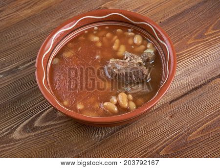 Chorba Loubia Algerian bean Soup  , close up