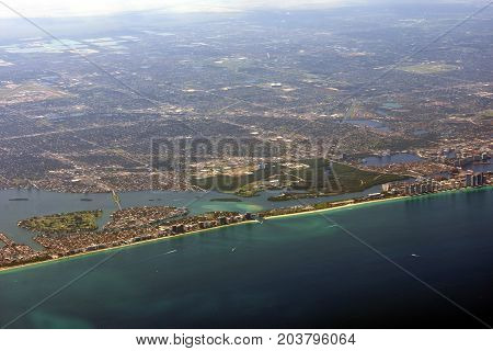 image took from the airplane of Hollywood, Florida beach