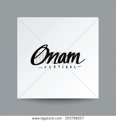 Hand drawn Onam festival celebrate and calligraphy illustration vector invitation greeting card design.