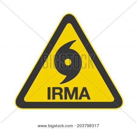 Hurricane Irma Warning Sign isolated on white background. 3D render
