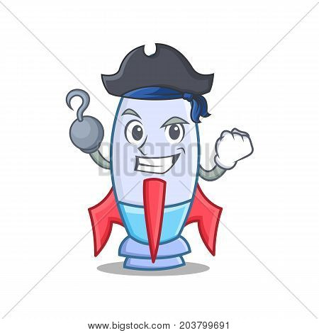 Pirate cute rocket character cartoon vector illustration