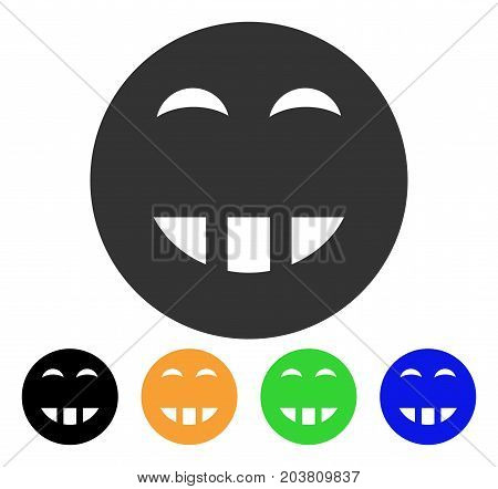 Laugth Smiley icon. Vector illustration style is a flat iconic laugth smiley symbol with black, grey, green, blue, yellow color variants. Designed for web and software interfaces.