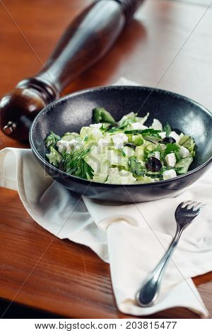 Fresh Green Salad With Spinach,arugula,romaine And Lettuce