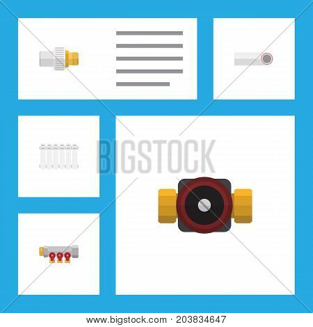Flat Icon Pipeline Set Of Tap, Industry, Pipework And Other Vector Objects