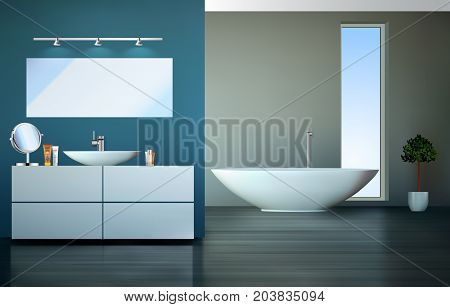 Bathroom interior concept - vector stock illustration