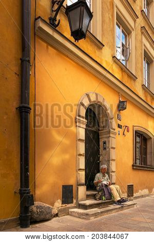Warsaw, Poland - August 2, 2017: Architecture And People On The Street New World In Warsaw.