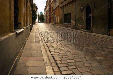 Warsaw, Poland - August 2, 2017: Architecture And People On The Street New World In Warsaw.