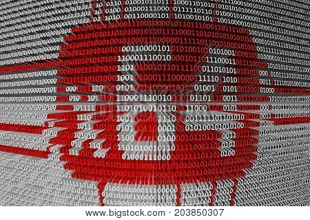 64 bit CPU presented in the form of binary code, 3D illustration