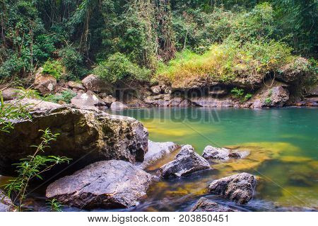 Scenery In Khao Sok National Park In Thailand. Khao Sok National Park The Rain Jungle Forest In Sura